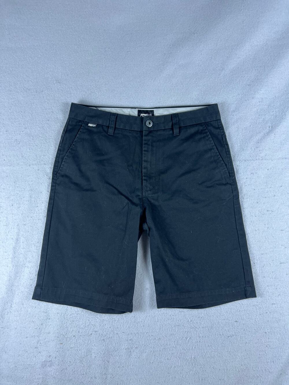 Fox Racing Chino Shorts Mens 27 Black Flat Front Slim Fit Casual Walking